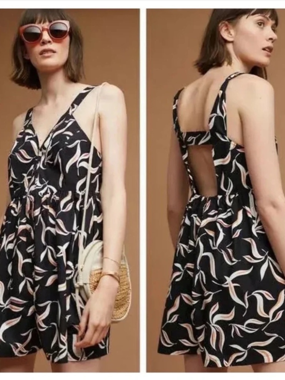 Anthropologie Hei Hei Palma Print Romper Black XS